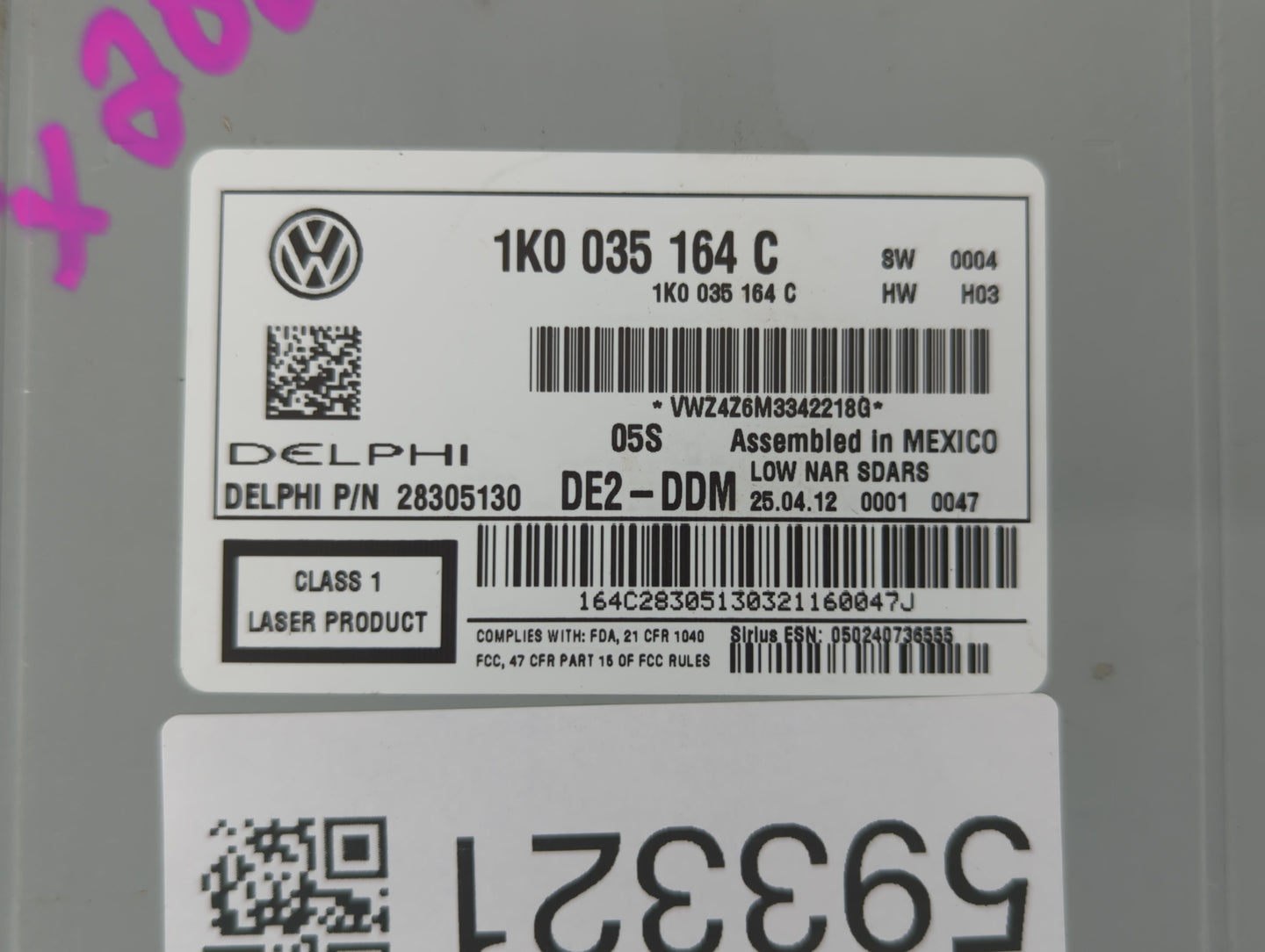 2011-2014 Volkswagen Jetta Radio AM FM Cd Player Receiver Replacement P/N:1K0 035 164 C Fits Fits 2011 2012 2013 2014 2015 2