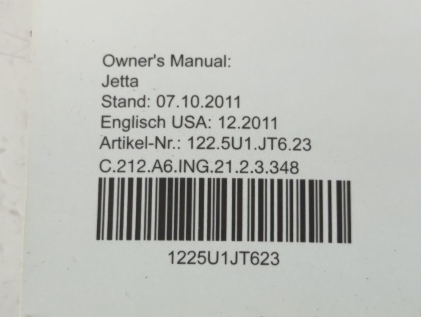 2012 Volkswagen Jetta Owners Manual Book Guide OEM Used Auto Parts - Oemusedautoparts1.com