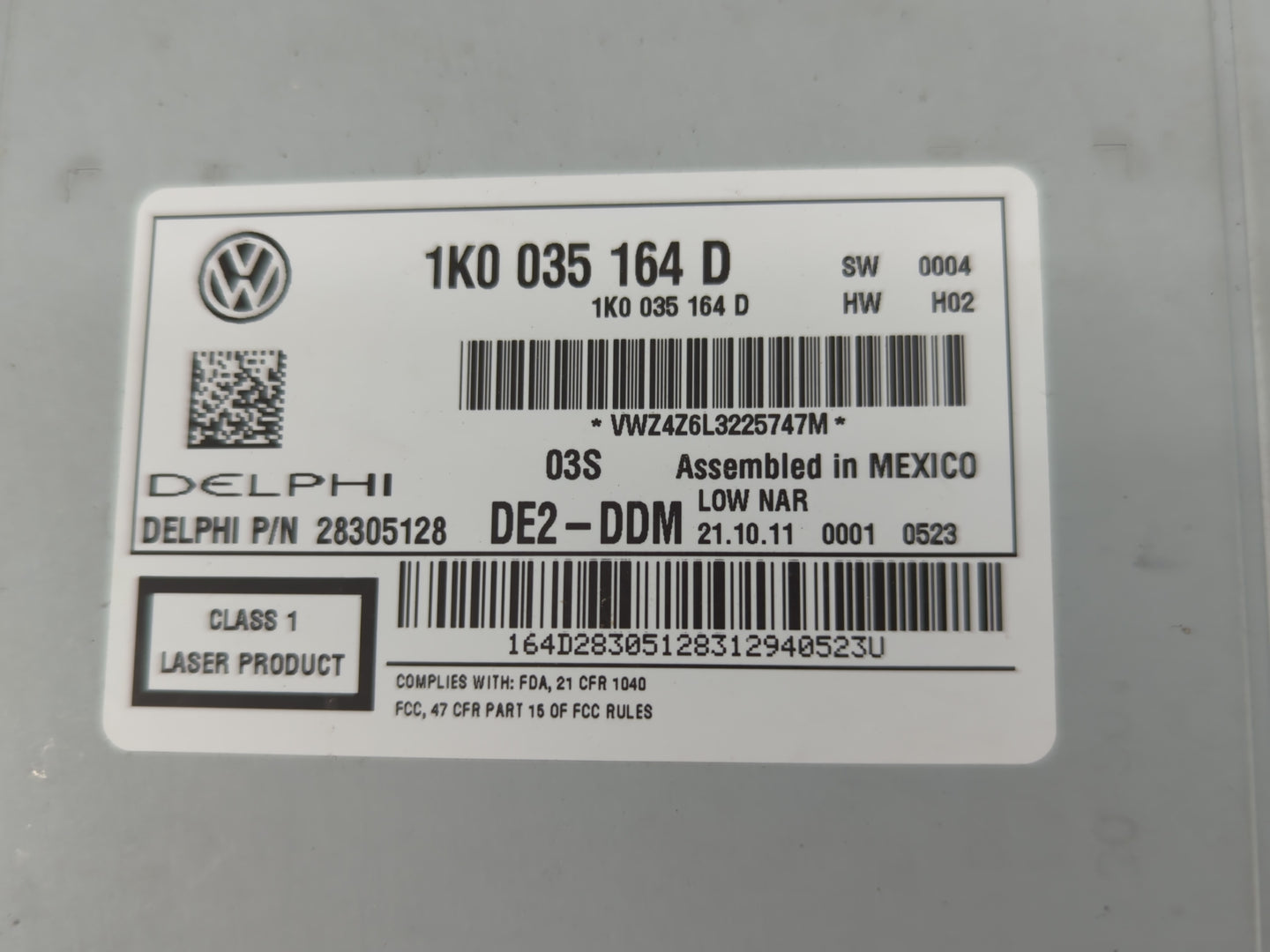 2011-2014 Volkswagen Jetta Radio AM FM Cd Player Receiver Replacement P/N:1K0 035 164 D Fits Fits 2010 2011 2012 2013 2014 O
