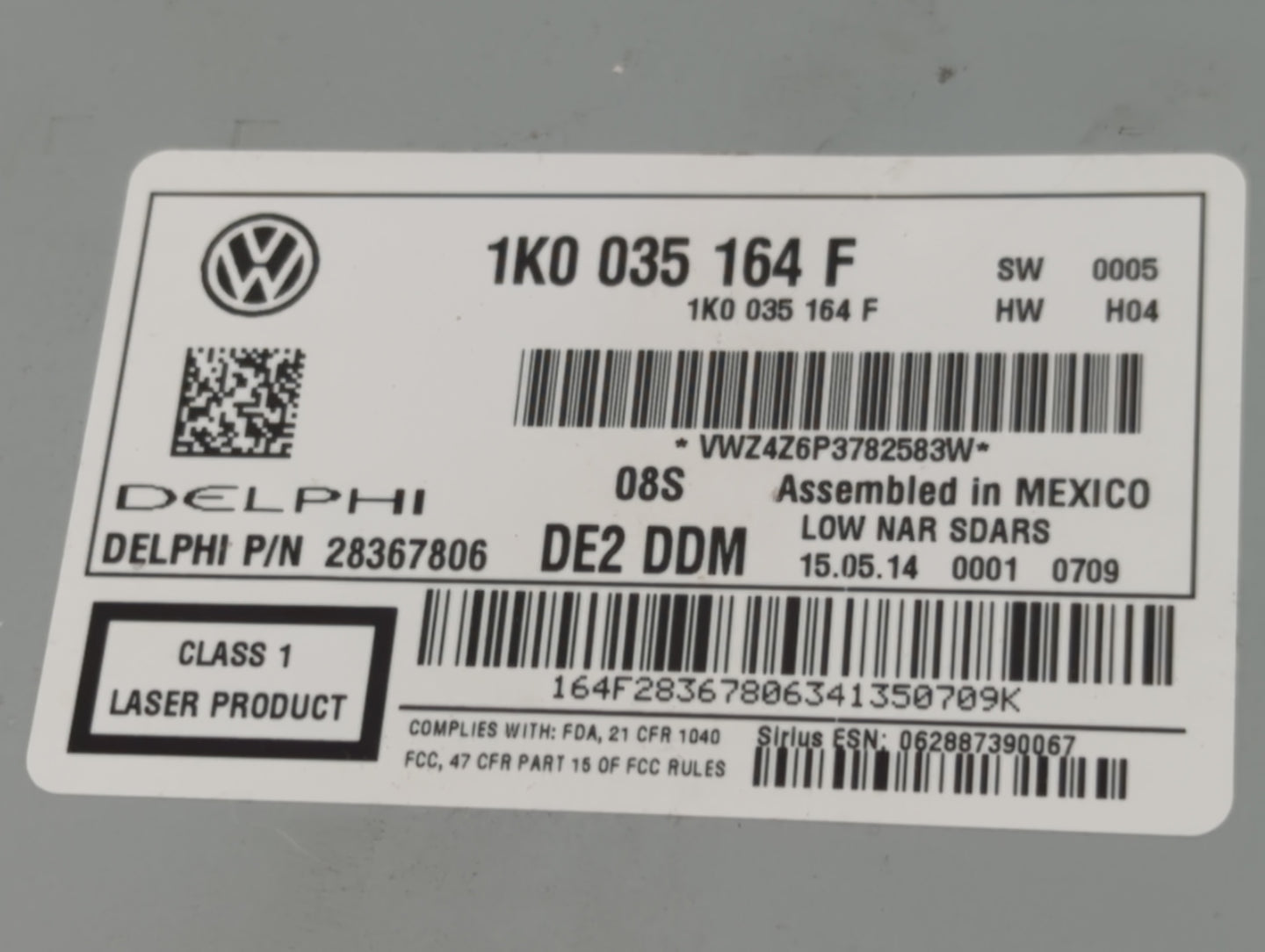 2012-2015 Volkswagen Passat Radio AM FM Cd Player Receiver Replacement P/N:28367806 1K0 035 164 F Fits OEM Used Auto Parts -