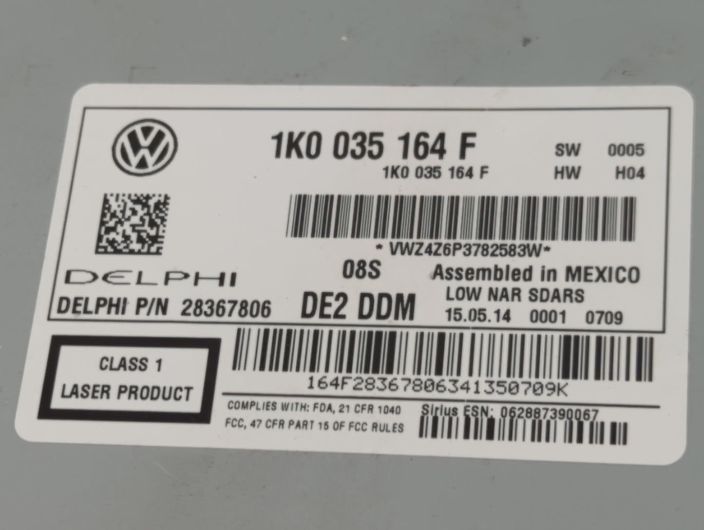 2012-2015 Volkswagen Passat Radio AM FM Cd Player Receiver Replacement P/N:28367806 1K0 035 164 F Fits OEM Used Auto Parts -