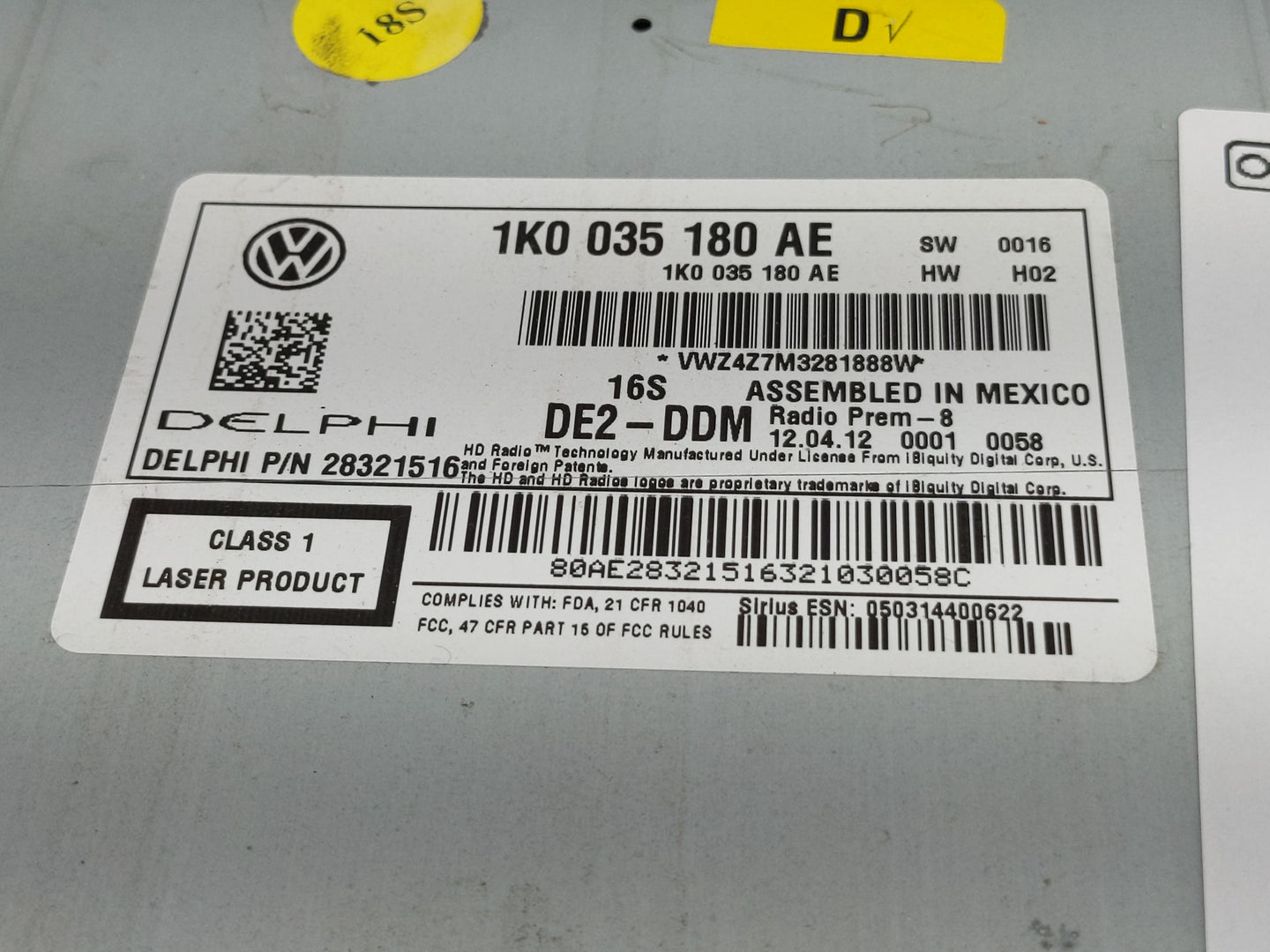 2012-2015 Volkswagen Passat Radio AM FM Cd Player Receiver Replacement P/N:1K0035180AE Fits Fits 2012 2013 2014 2015 OEM Use