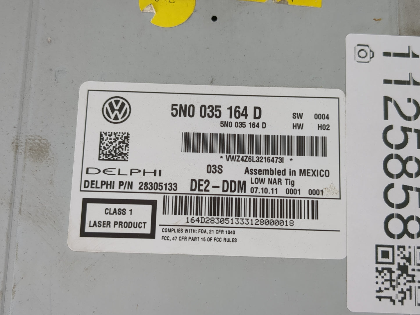 2009-2017 Volkswagen Tiguan Radio AM FM Cd Player Receiver Replacement P/N:5N0 035 164 D Fits OEM Used Auto Parts - Oemuseda