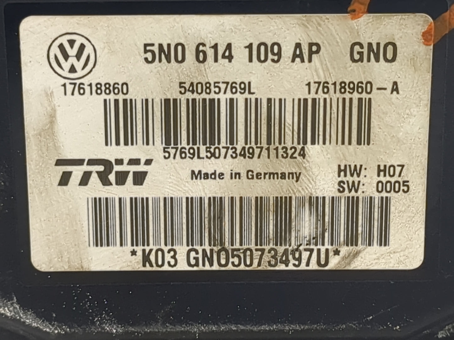 2012 Volkswagen Tiguan ABS Pump Control Module Replacement P/N:5N0614109AP 5N0 614 109 AP, 17618860, 54085769L, 17618960-A F