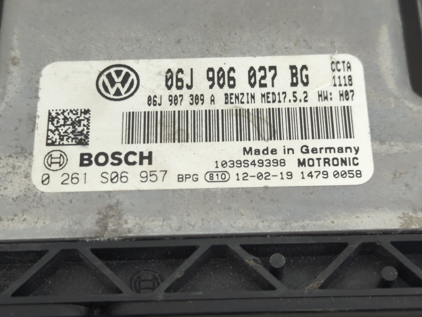 2012 Volkswagen Tiguan PCM Engine Control Computer ECU ECM PCU OEM P/N:06J906027BG 0261S06957, 06J907309A Fits OEM Used Auto