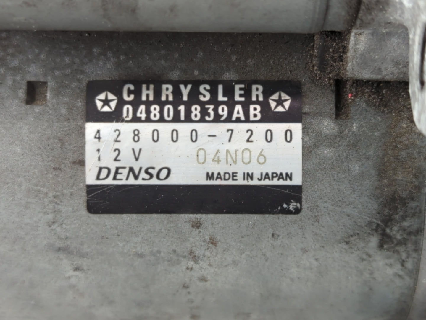2012 Volkswagon Routan Car Starter Motor Solenoid OEM P/N:04801839AB 428000-7200 Fits OEM Used Auto Parts - Oemusedautoparts