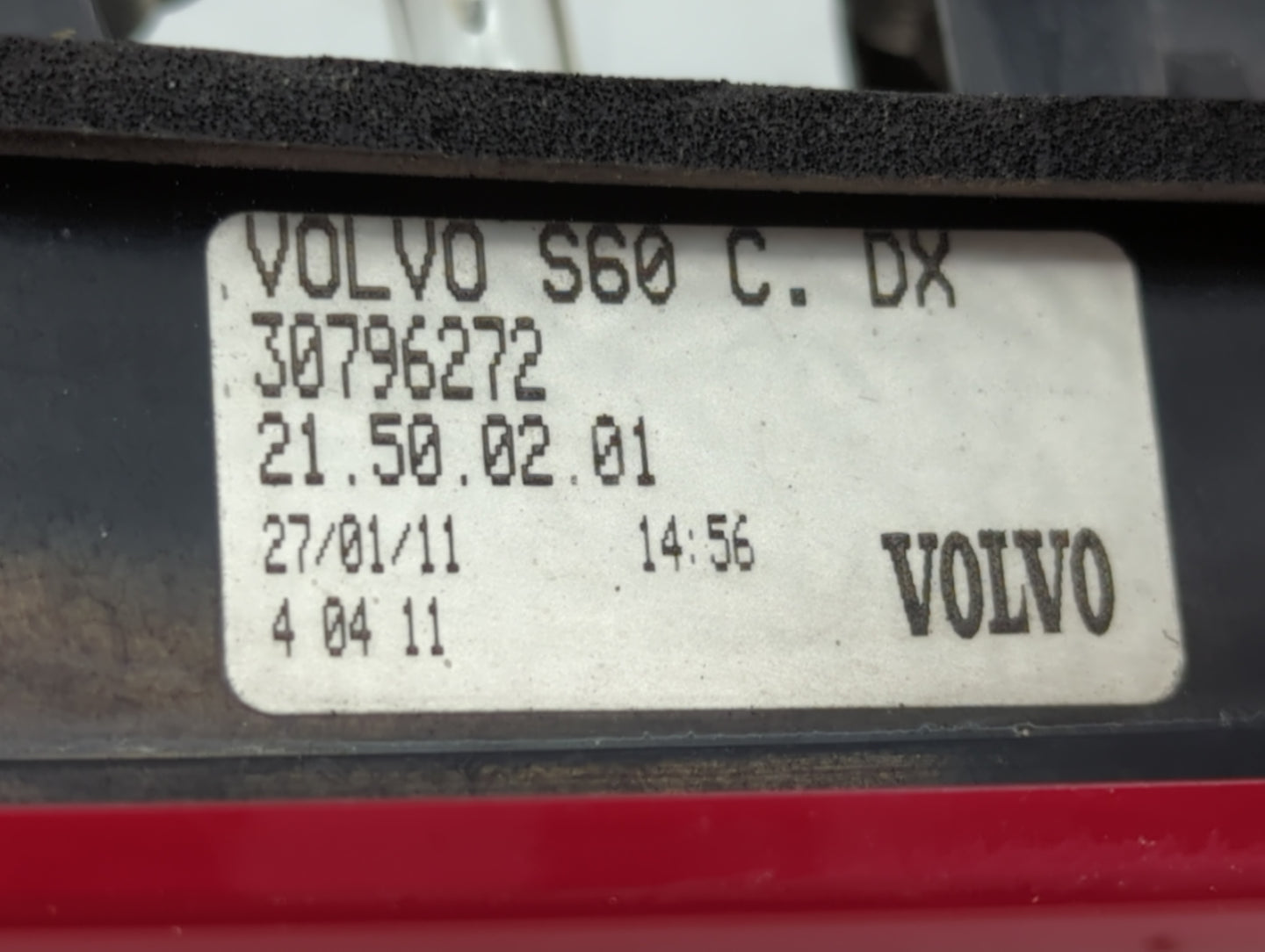 2012 Volvo S60 Passenger Right Side Deck Lid Mounted Tail Light - Oemusedautoparts1.com