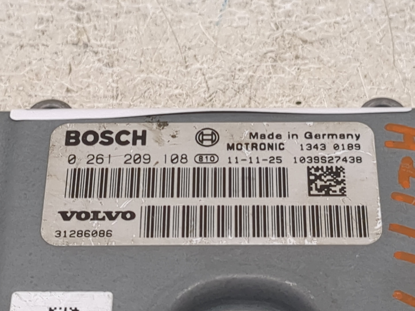 2012 Volvo S60 PCM Engine Control Computer ECU ECM PCU OEM P/N:0 261 209 108 Fits OEM Used Auto Parts - Oemusedautoparts1.co