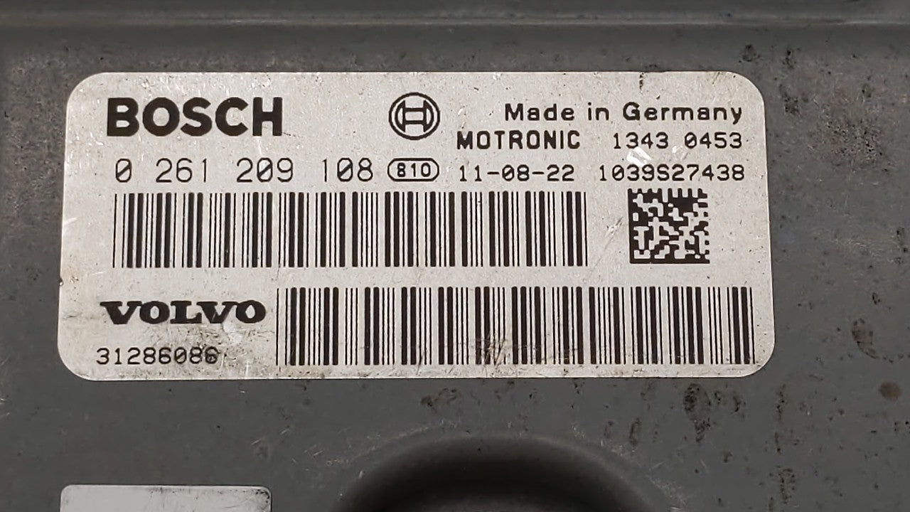 2012 Volvo S60 PCM Engine Control Computer ECU ECM PCU OEM P/N:0 261 209 108 31286086, 1343 0003 Fits OEM Used Auto Parts - 