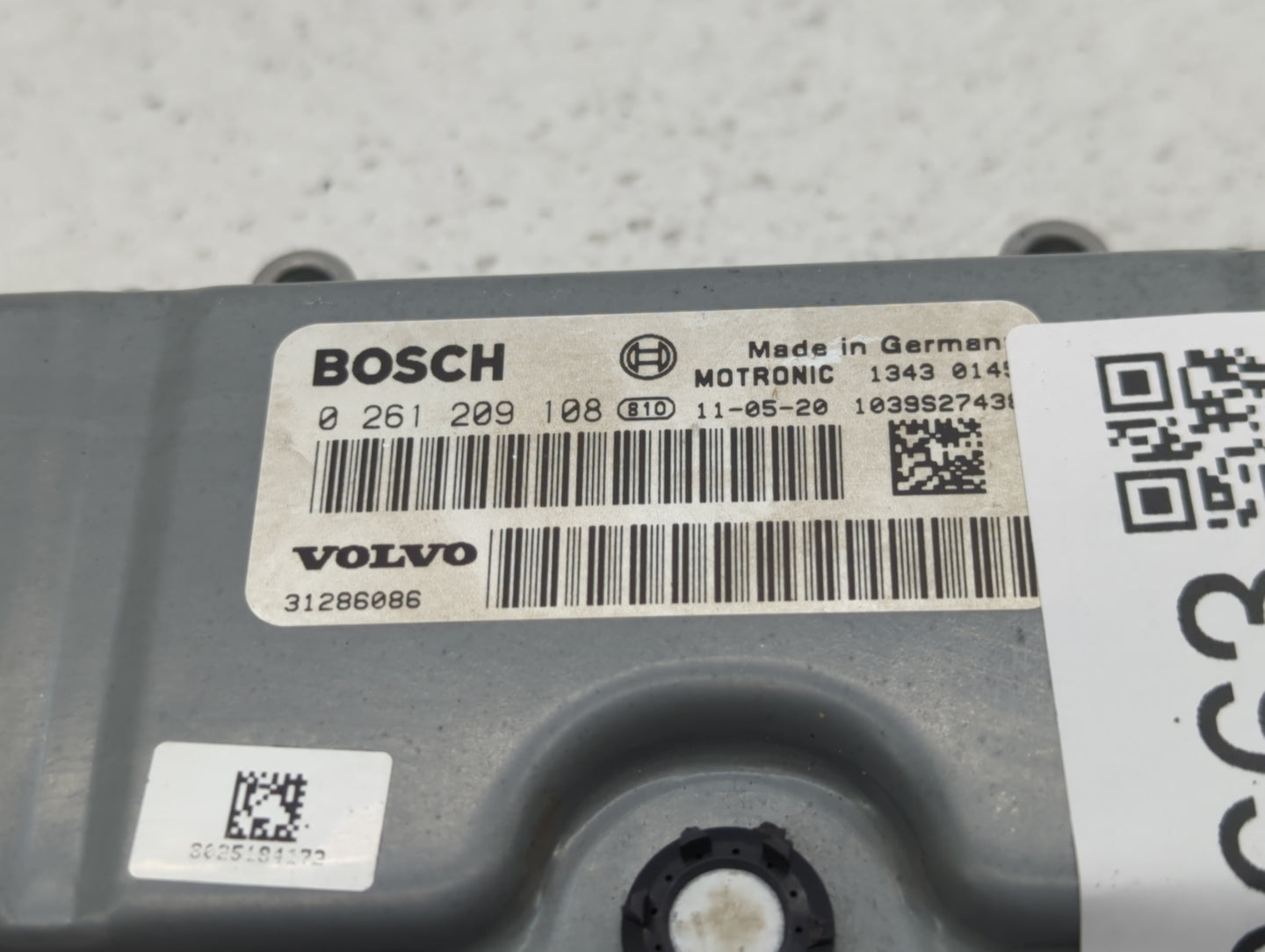 2012 Volvo S60 PCM Engine Control Computer ECU ECM PCU OEM P/N:0261209108 31286086 Fits OEM Used Auto Parts - Oemusedautopar