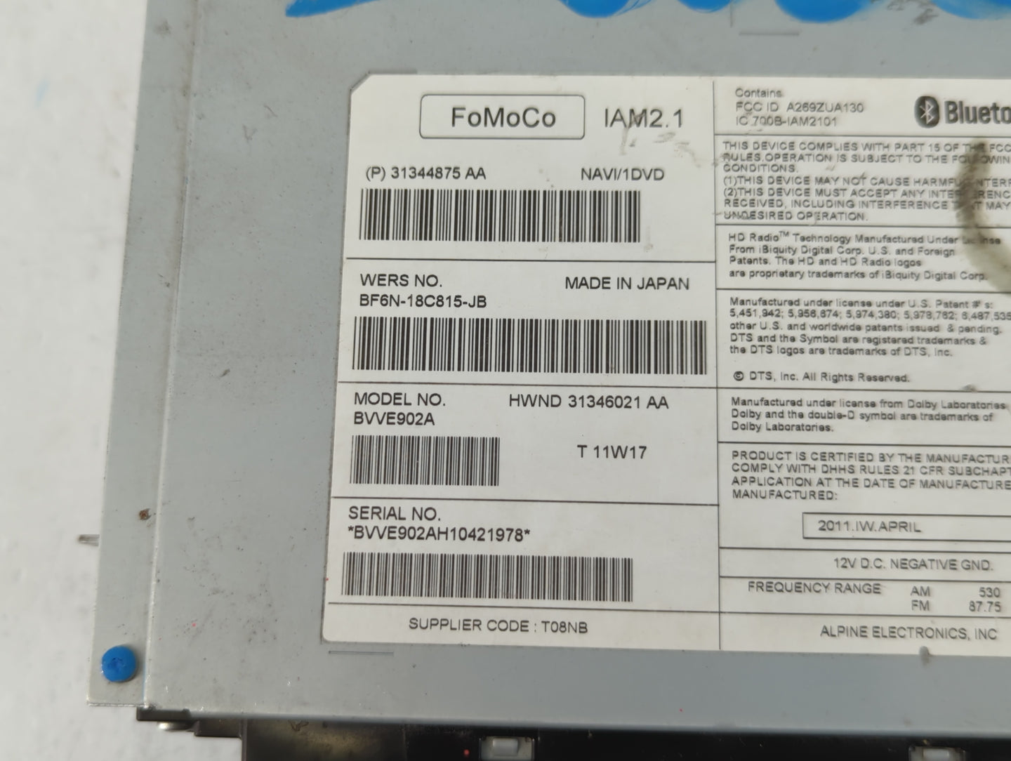 2011-2014 Volvo S60 Am Fm Cd Player Radio Receiver - Oemusedautoparts1.com
