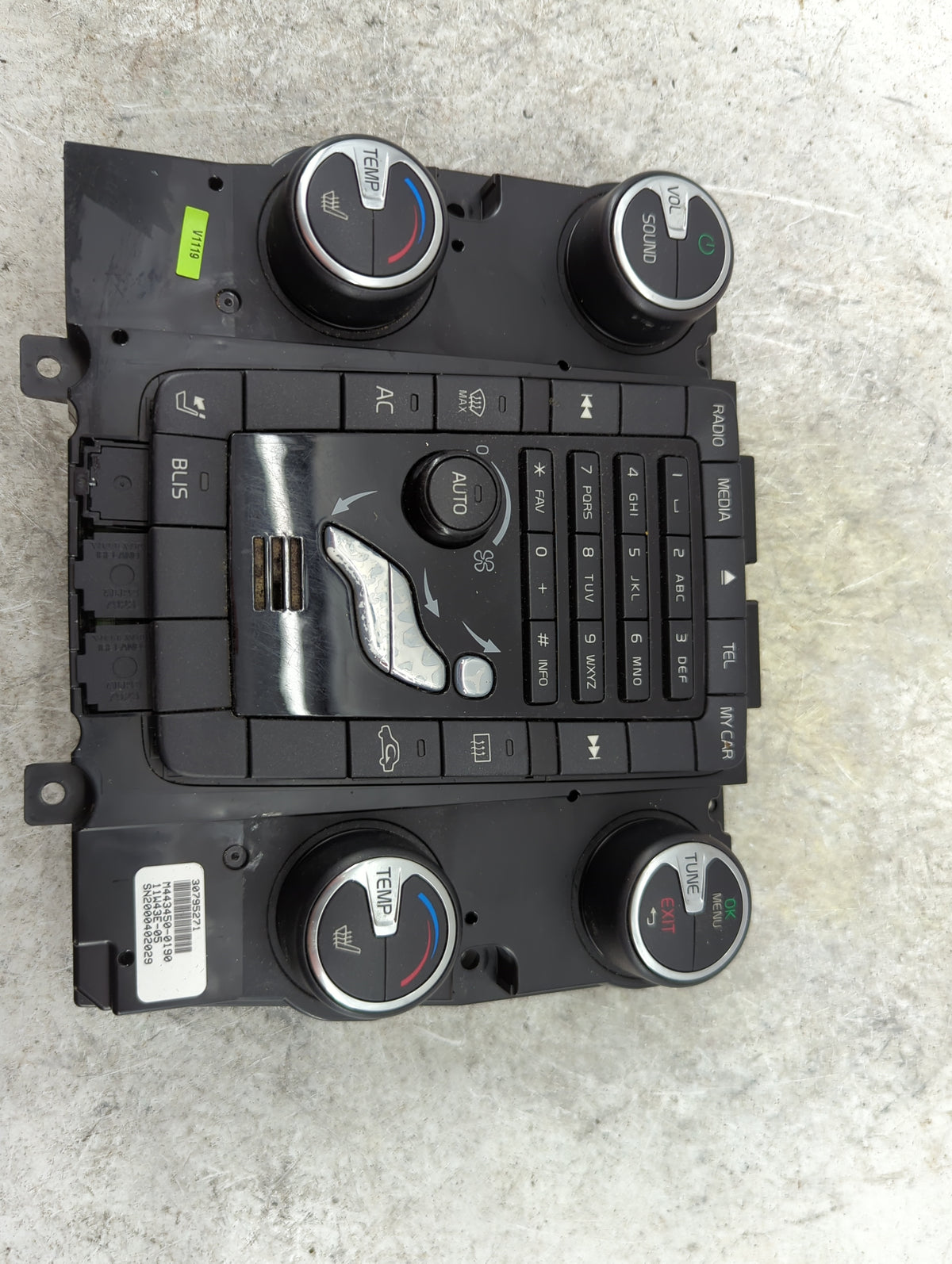 2012 Volvo S80 Climate Control Module Temperature AC/Heater Replacement P/N:30795271 M4434500190, 11W43E-05, SN200040 2029 F