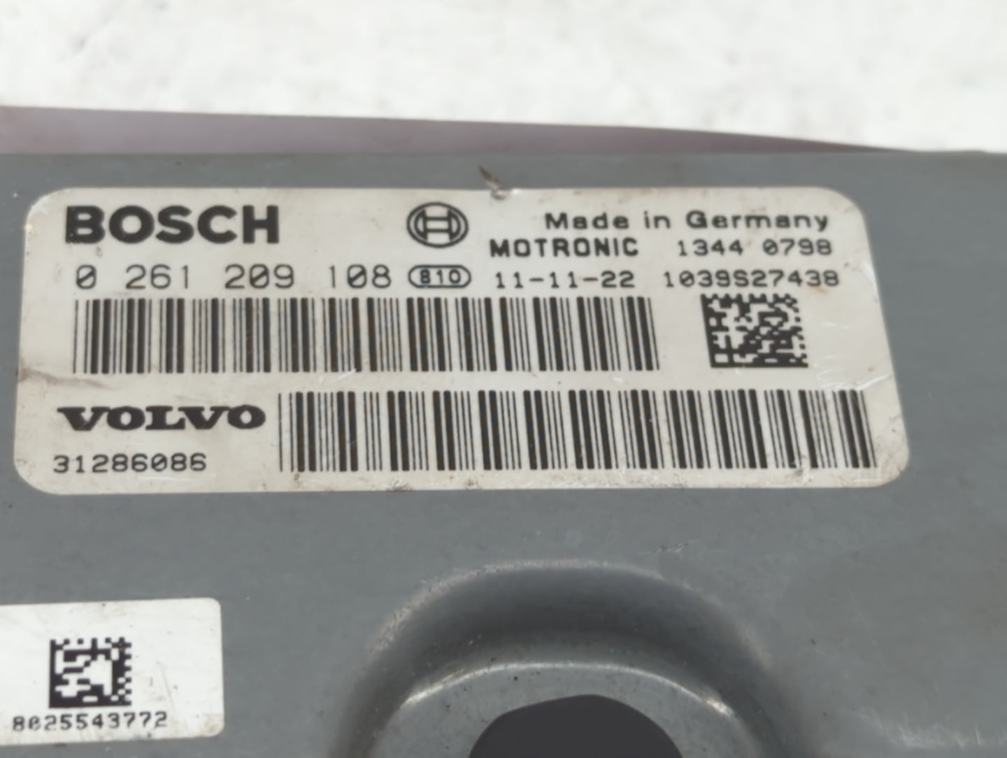 2012 Volvo V60 PCM Engine Control Computer ECU ECM PCU OEM P/N:1344 0798 0 261 209 563, 0 261 209 108, 31286086, 1343 0003 F
