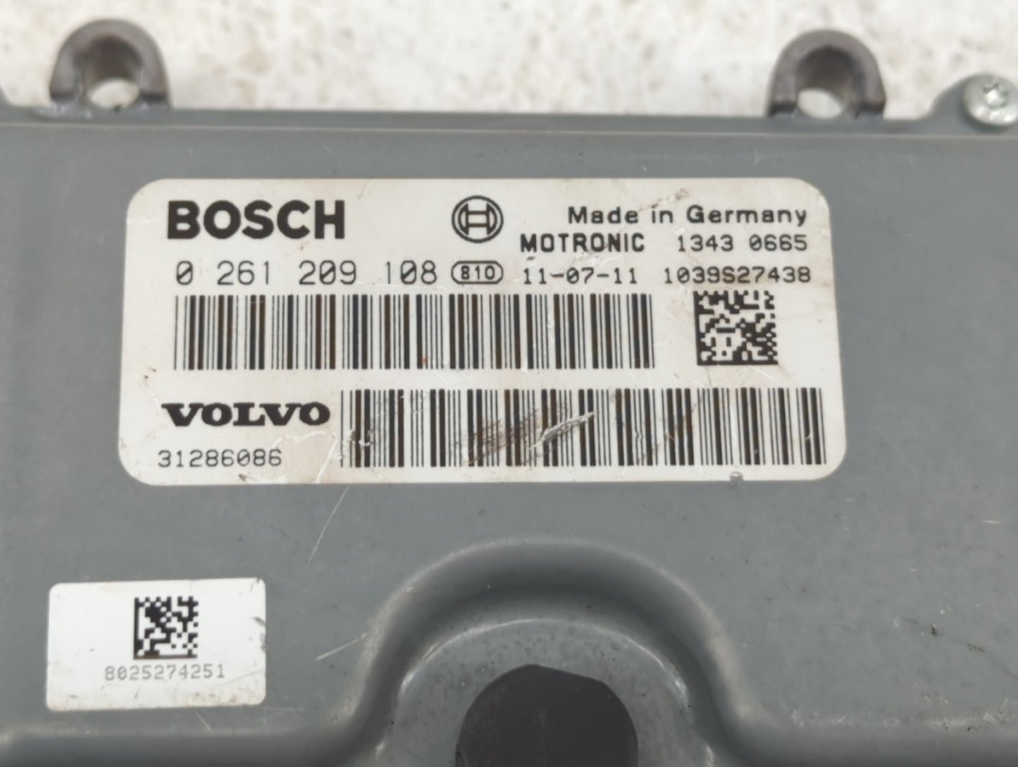 2012 Volvo V60 PCM Engine Control Computer ECU ECM PCU OEM P/N:1344 0798 0 261 209 563, 0 261 209 108, 31286086, 1343 0003 F