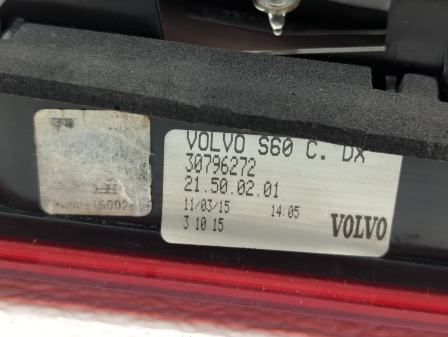 2013 Volvo V60 Tail Light Assembly Passenger Right OEM P/N:30796272 Fits Fits 2011 2012 2014 2015 2016 2017 2018 OEM Used Au