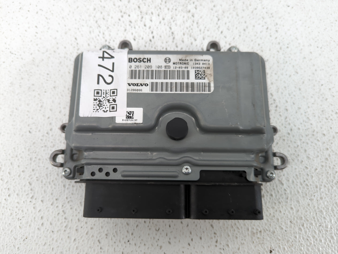 2012 Volvo V60 PCM Engine Control Computer ECU ECM PCU OEM P/N:1343 0413 1344 0576, 1344 0798, 0 261 209 563, 0 261 209 108 
