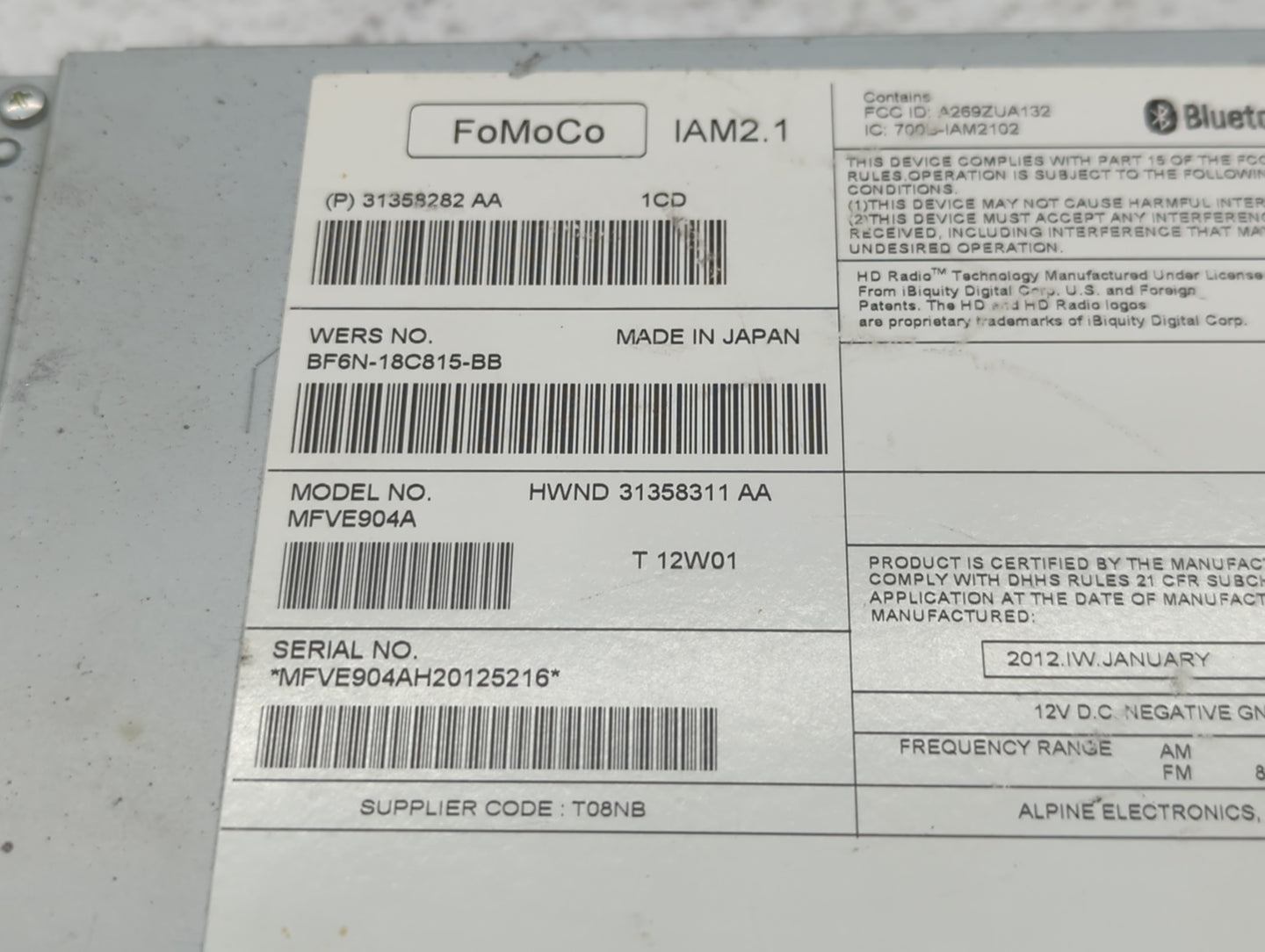 2013-2013 Volvo V60 Am Fm Cd Player Radio Receiver - Oemusedautoparts1.com
