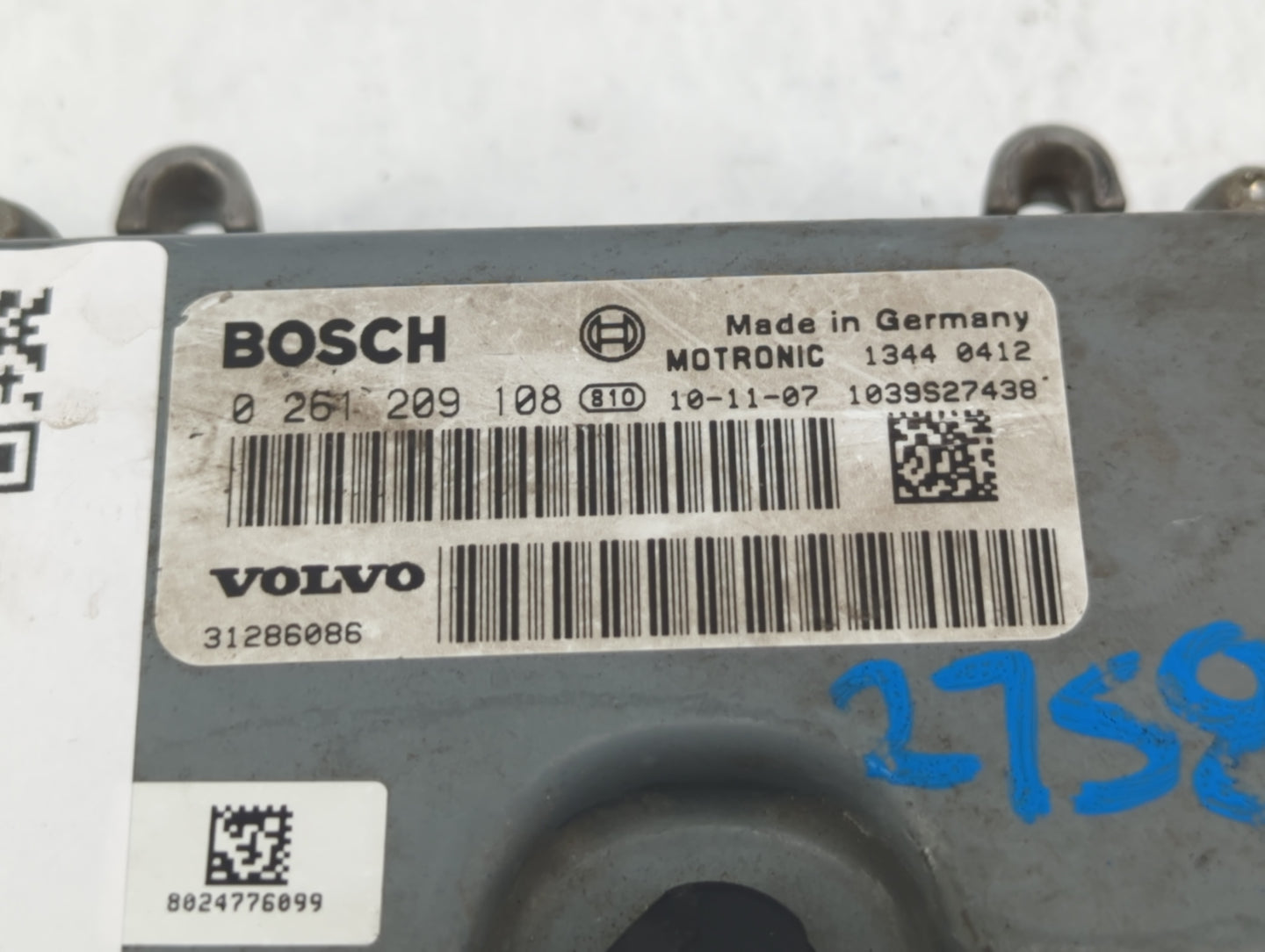2012 Volvo V60 PCM Engine Control Computer ECU ECM PCU OEM P/N:0 261 209 108 Fits OEM Used Auto Parts - Oemusedautoparts1.co