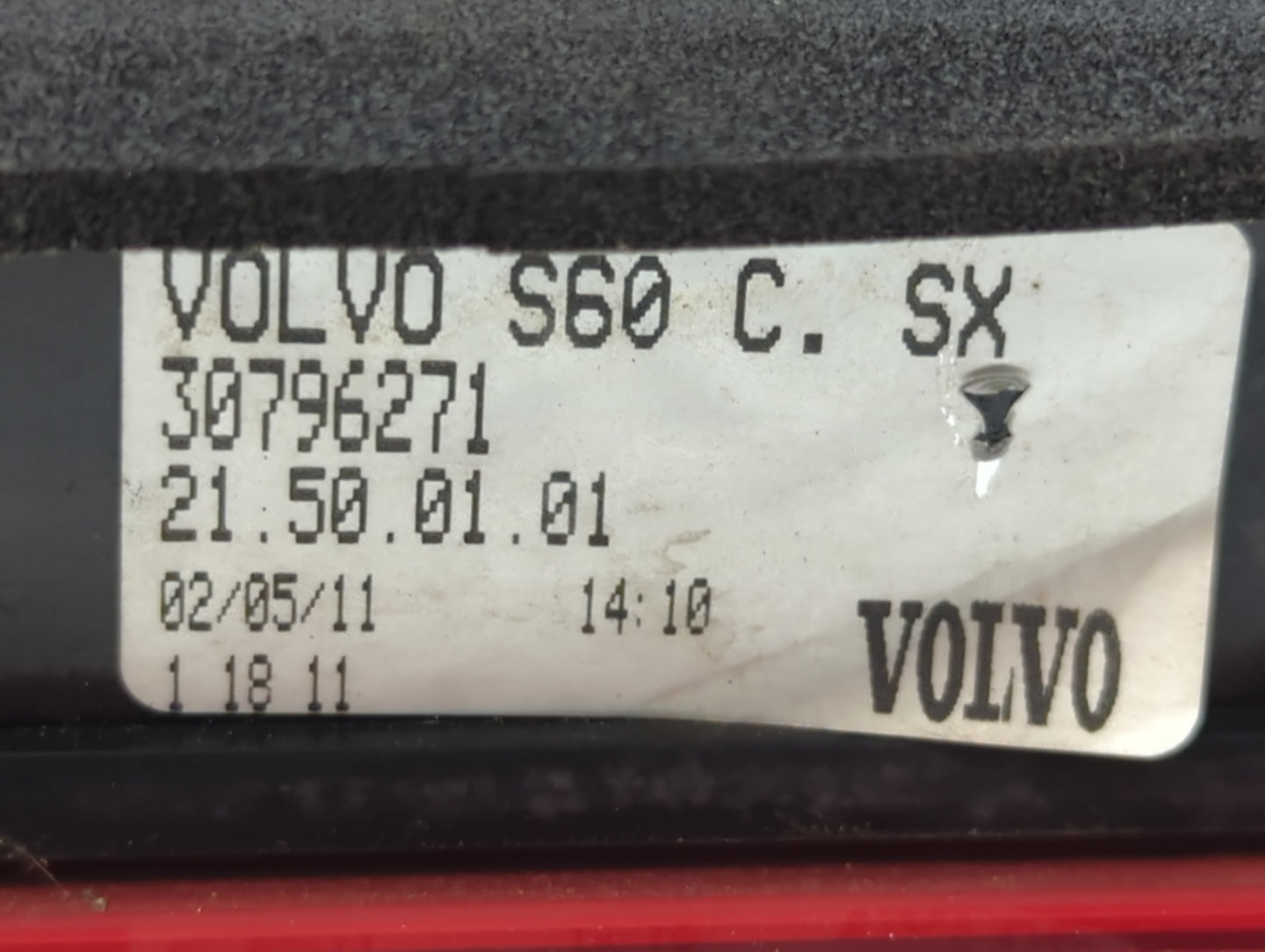 2013 Volvo V60 Tail Light Assembly Driver Left OEM P/N:30796271 Fits Fits 2011 2012 2014 2015 2016 2017 2018 OEM Used Auto P