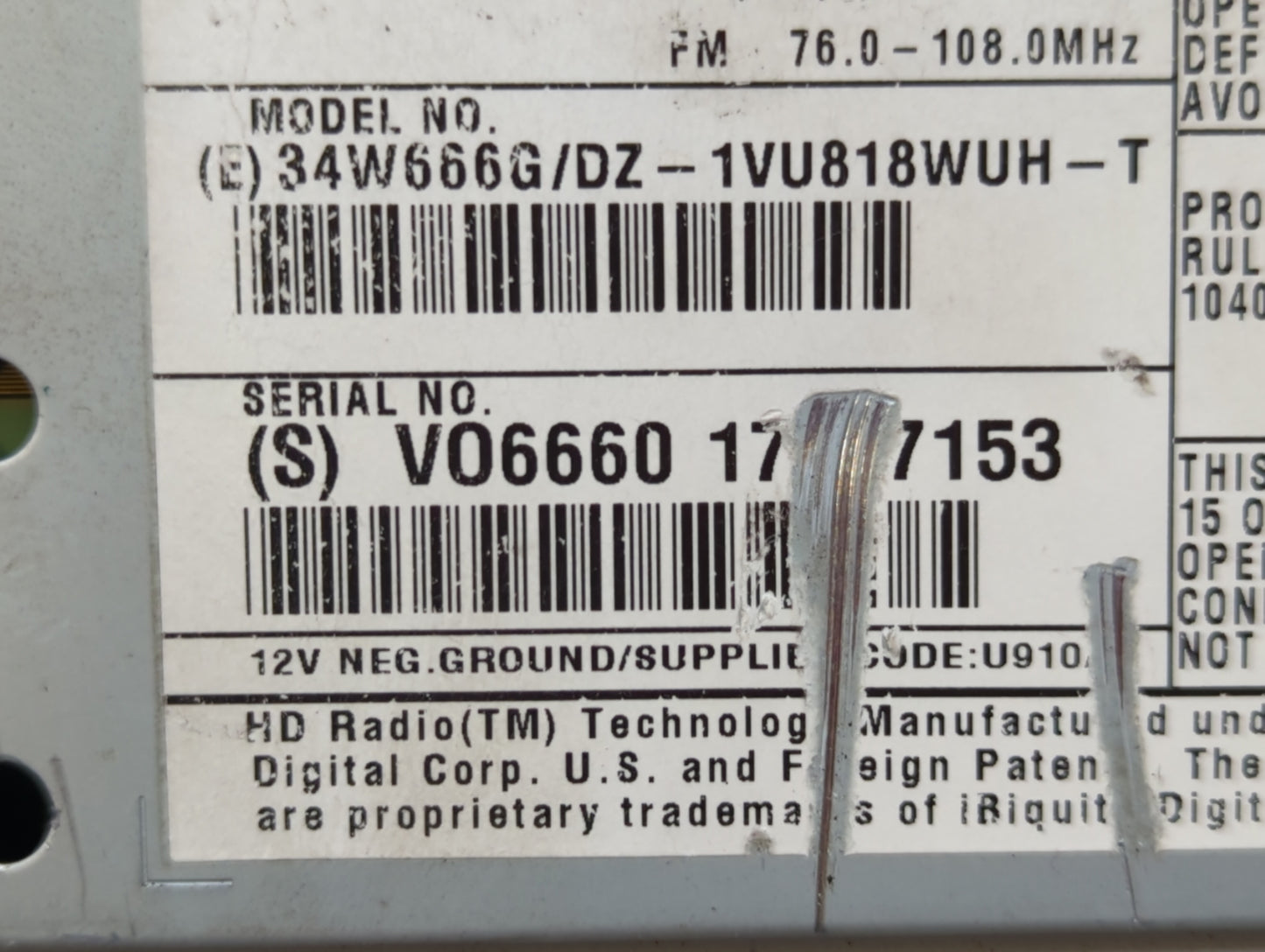 2012 Volvo V70 Radio AM FM Cd Player Receiver Replacement P/N:31328060 Fits Fits 2009 2010 2011 2013 OEM Used Auto Parts - O