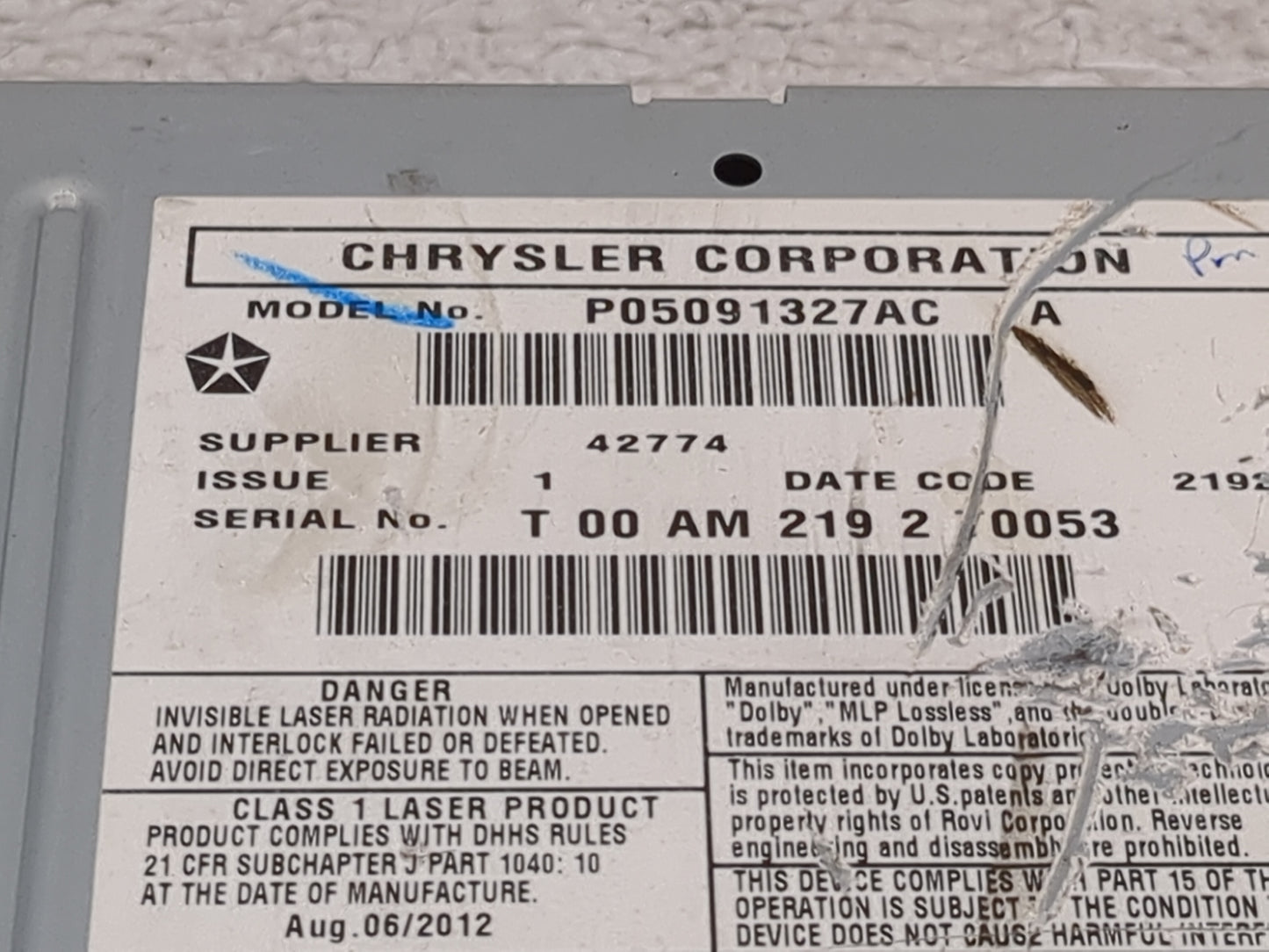 2013 Town and Country Radio AM FM Cd Player Receiver Replacement Fits Fits 2012 2014 2015 2016 2017 2018 2019 2020 OEM Used 