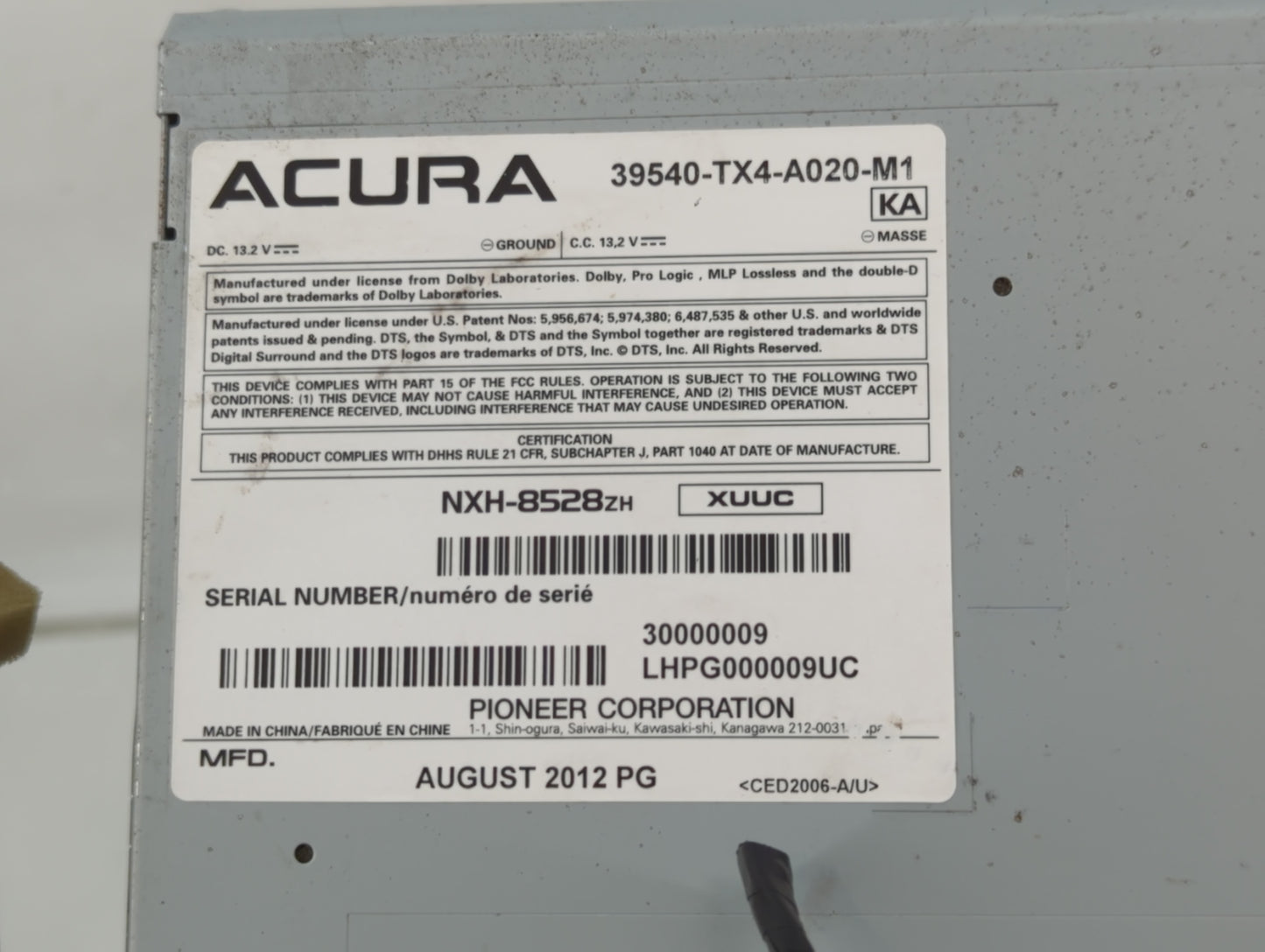 2013-2015 Acura Rdx Radio Control Panel - Oemusedautoparts1.com
