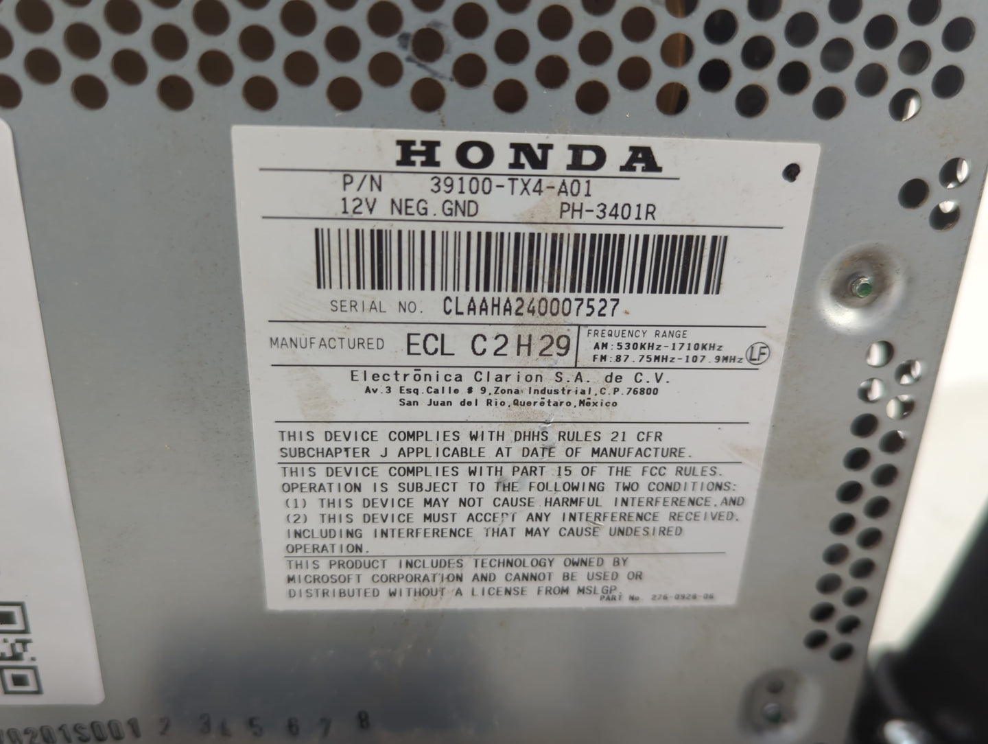2013-2018 Acura Rdx Radio AM FM Cd Player Receiver Replacement P/N:39100-TX4-A01 Fits Fits 2013 2014 2015 2016 2017 2018 OEM