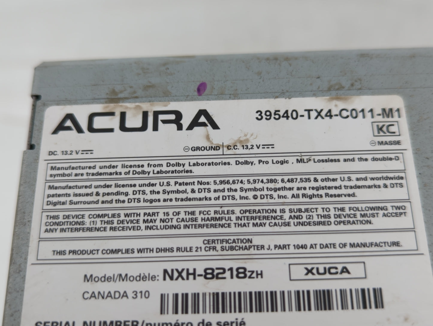 2013-2015 Acura Rdx Am Fm Cd Player Radio Receiver - Oemusedautoparts1.com
