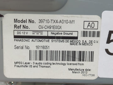 2013-2015 Acura Rdx Information Display Screen