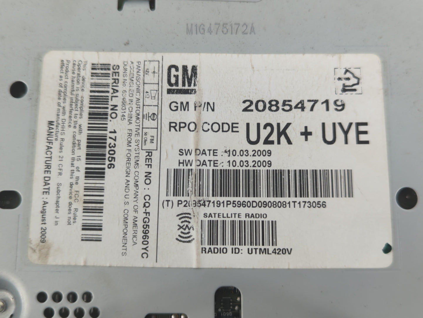 2013-2015 Acura Rdx Radio AM FM Cd Player Receiver Replacement P/N:20854719 Fits Fits 2013 2014 2015 OEM Used Auto Parts - O