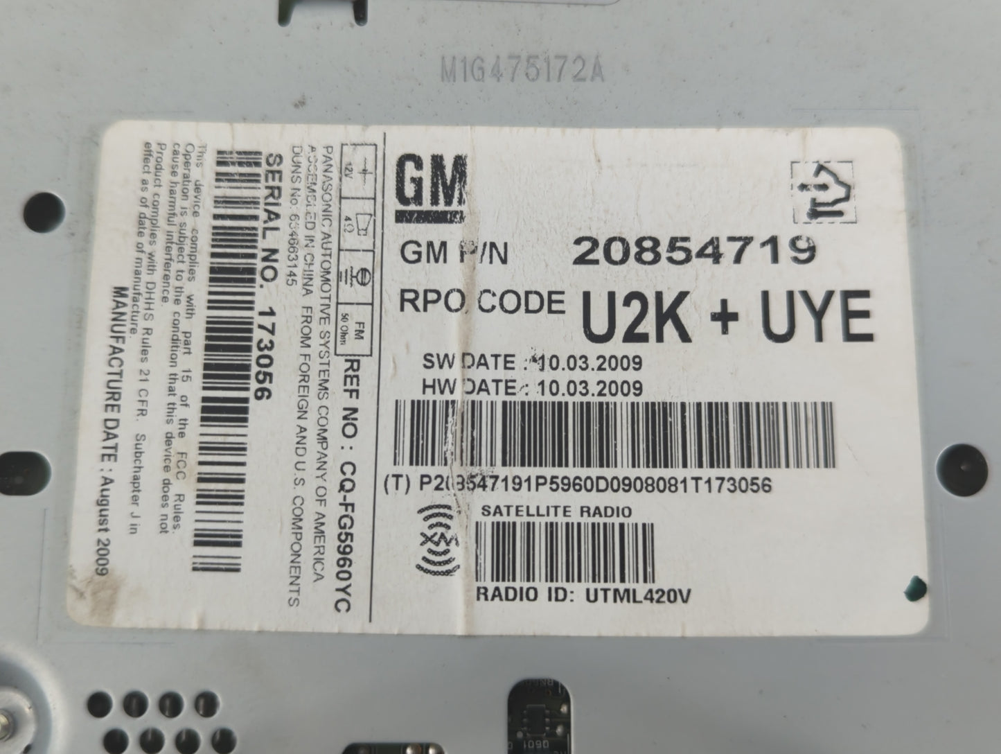 2013-2015 Acura Rdx Radio AM FM Cd Player Receiver Replacement P/N:20854719 Fits Fits 2013 2014 2015 OEM Used Auto Parts - O