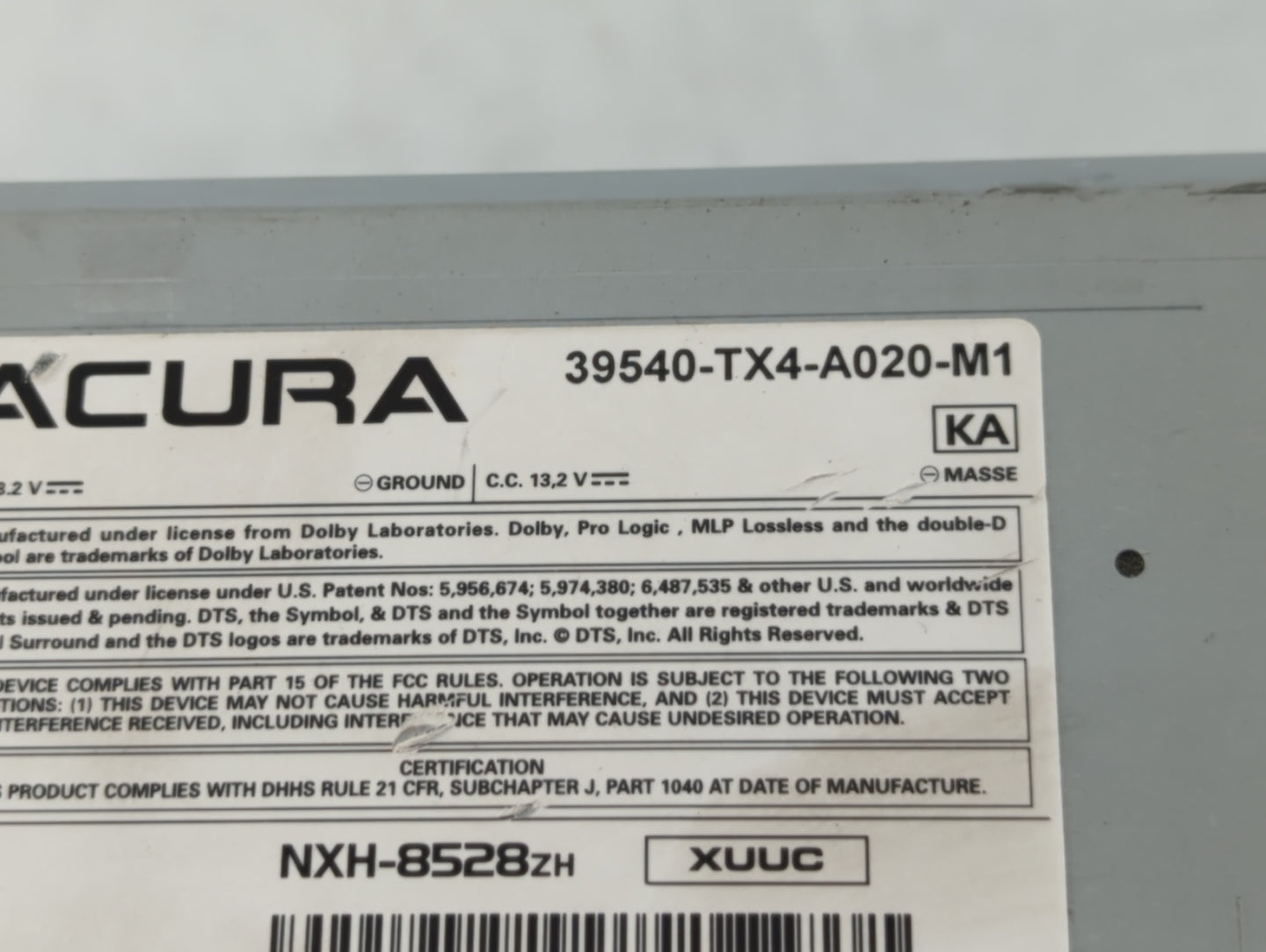 2013-2015 Acura Rdx Radio AM FM Cd Player Receiver Replacement P/N:39540-TX4-A020-M1 Fits Fits 2013 2014 2015 OEM Used Auto 
