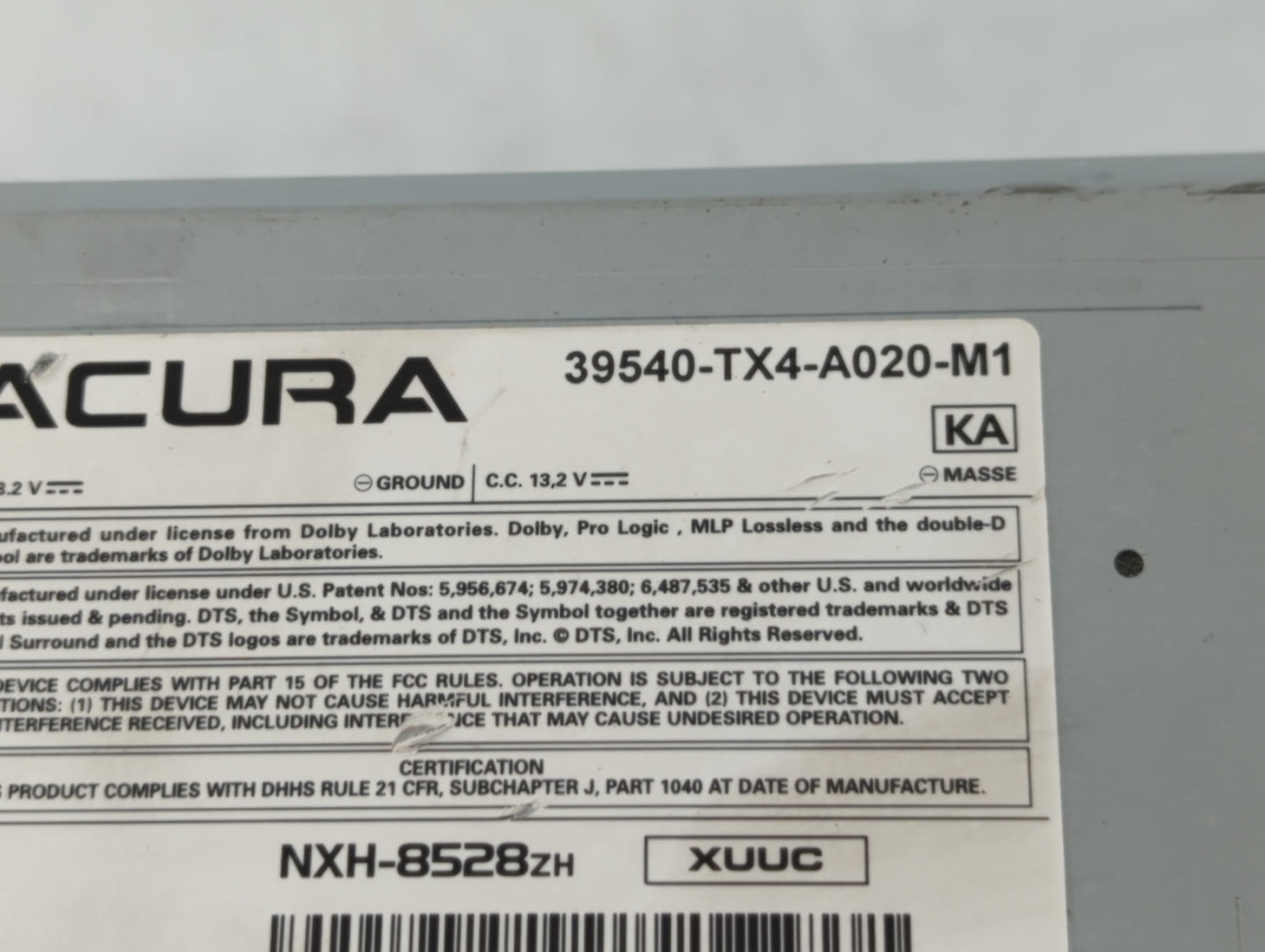 2013-2015 Acura Rdx Radio AM FM Cd Player Receiver Replacement P/N:39540-TX4-A020-M1 Fits Fits 2013 2014 2015 OEM Used Auto 