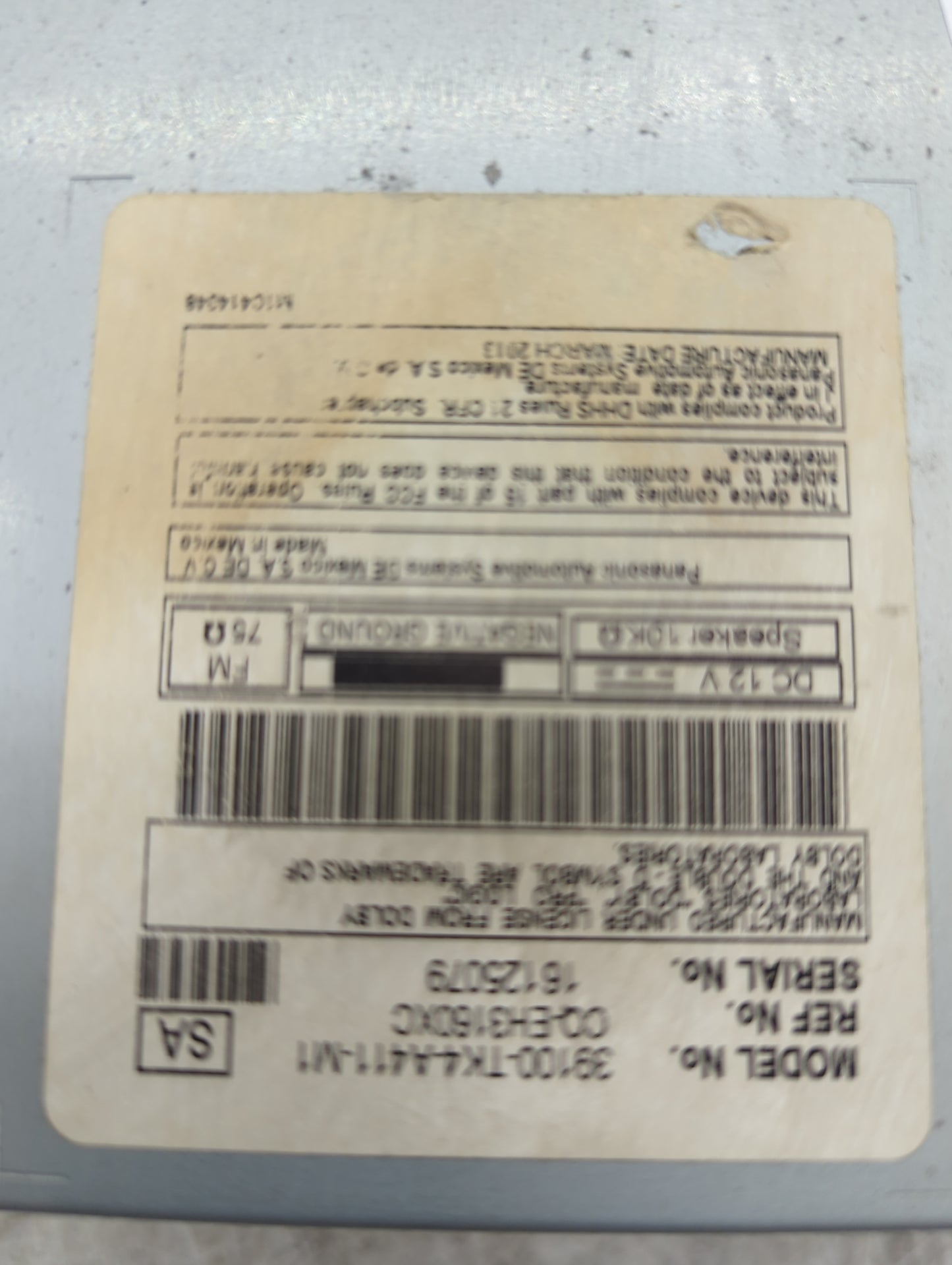 2009-2014 Acura Tl Radio AM FM Cd Player Receiver Replacement P/N:39100-TK4-A411-M1 00-EH3160XC Fits OEM Used Auto Parts - O