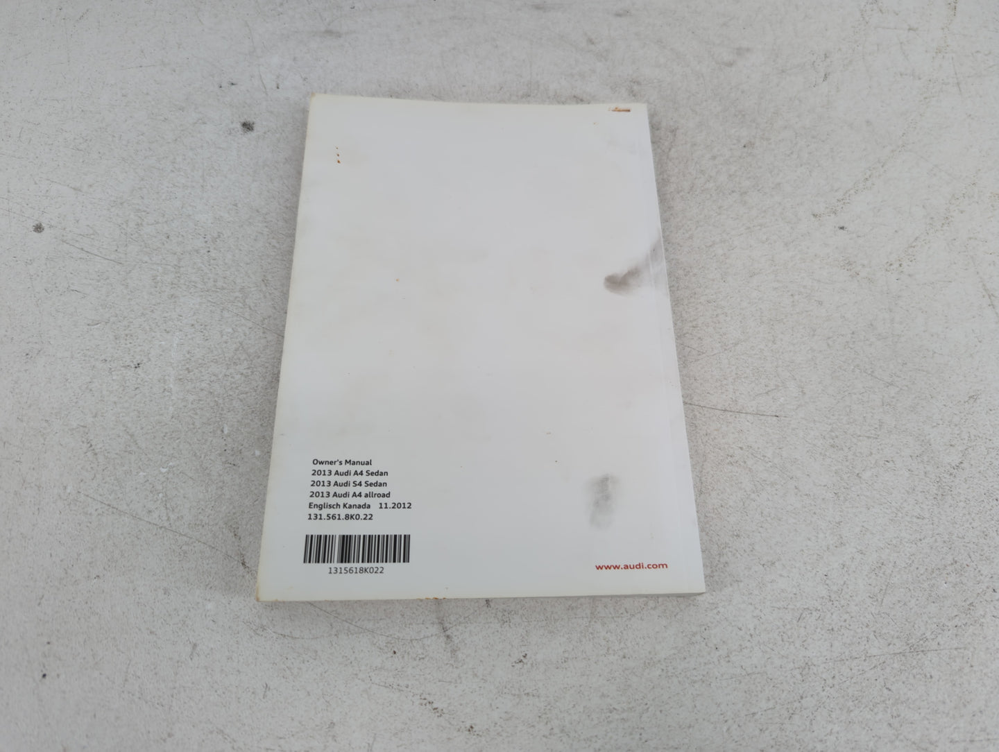 2013 Audi A4 Owners Manual Book Guide P/N:131 561 8K0 22 OEM Used Auto Parts - Oemusedautoparts1.com