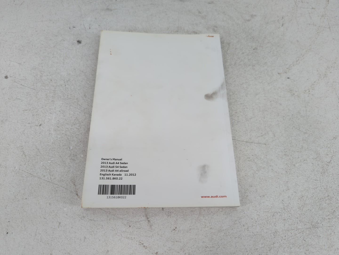 2013 Audi A4 Owners Manual Book Guide P/N:131 561 8K0 22 OEM Used Auto Parts - Oemusedautoparts1.com