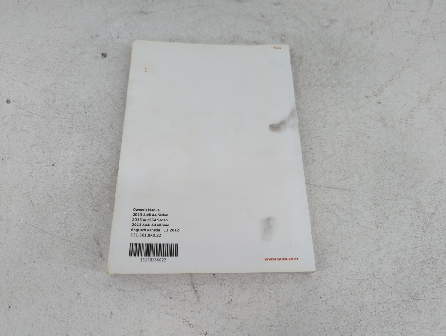 2013 Audi A4 Owners Manual Book Guide P/N:131 561 8K0 22 OEM Used Auto Parts - Oemusedautoparts1.com
