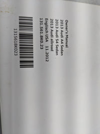 2013 Audi A4 Owners Manual Book Guide P/N:131 561 8K0 OEM Used Auto Parts - Oemusedautoparts1.com