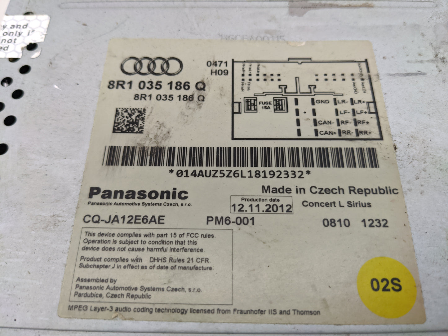 2013-2016 Audi A4 Radio AM FM Cd Player Receiver Replacement P/N:8R1035186Q Fits Fits 2013 2014 2015 2016 OEM Used Auto Part