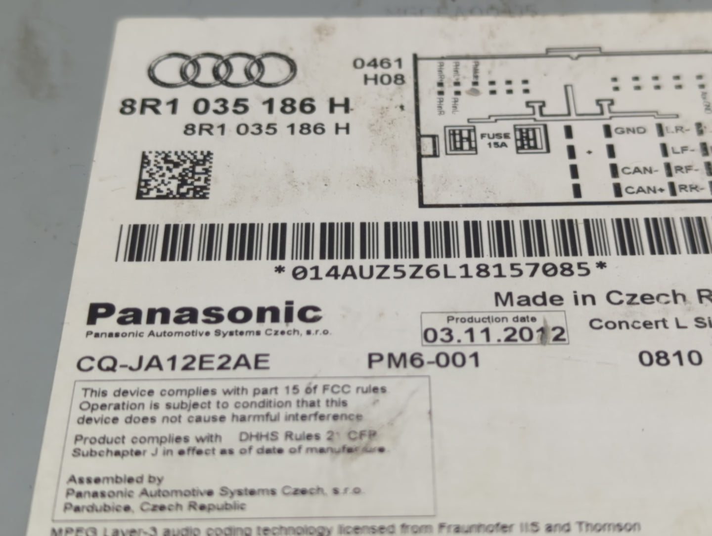 2013-2016 Audi A4 Radio AM FM Cd Player Receiver Replacement P/N:8R1 035 186 H Fits Fits 2013 2014 2015 2016 OEM Used Auto P