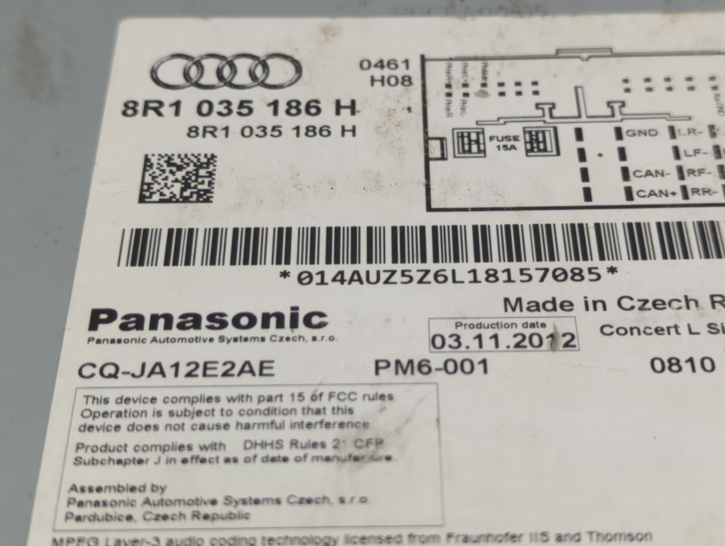 2013-2016 Audi A4 Radio AM FM Cd Player Receiver Replacement P/N:8R1 035 186 H Fits Fits 2013 2014 2015 2016 OEM Used Auto P