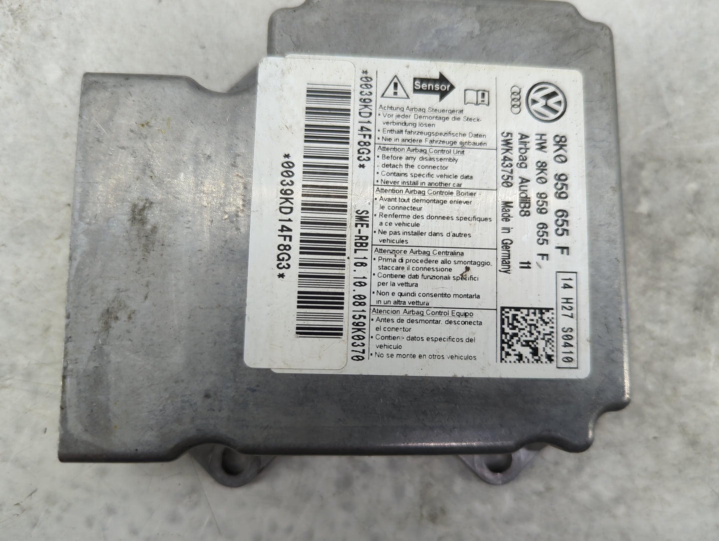 2013 Audi A4 Safety Restraint Srs Airbag Control Module - Oemusedautoparts1.com