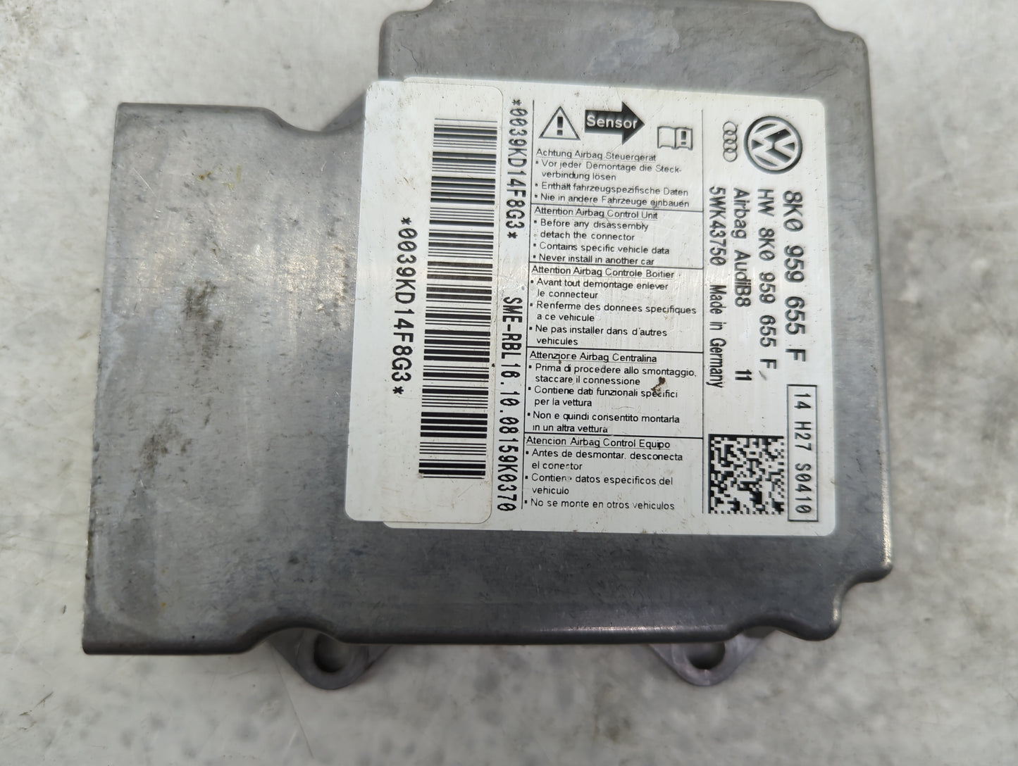 2013 Audi A4 Safety Restraint Srs Airbag Control Module - Oemusedautoparts1.com