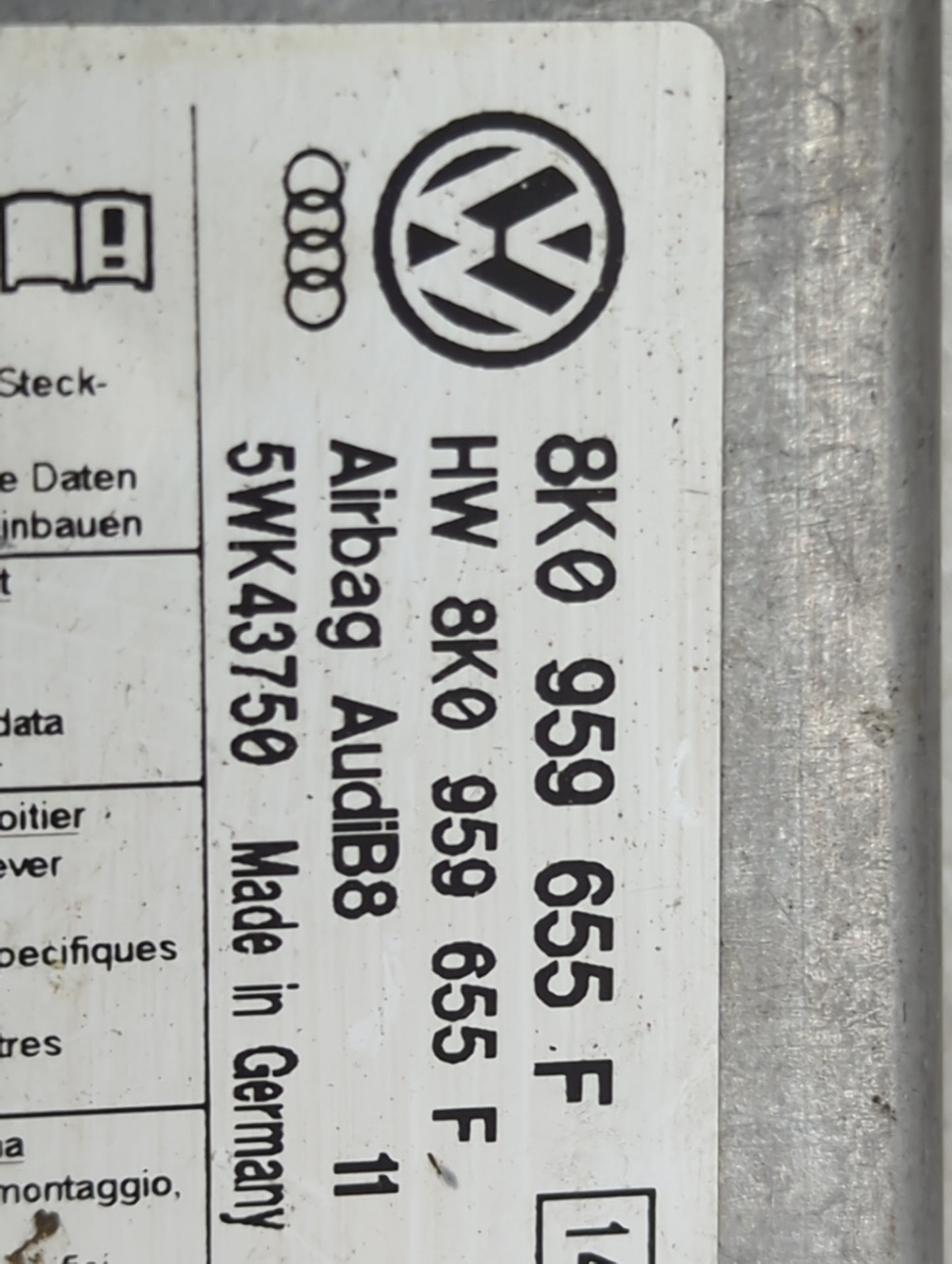 2013 Audi A4 Safety Restraint Srs Airbag Control Module - Oemusedautoparts1.com
