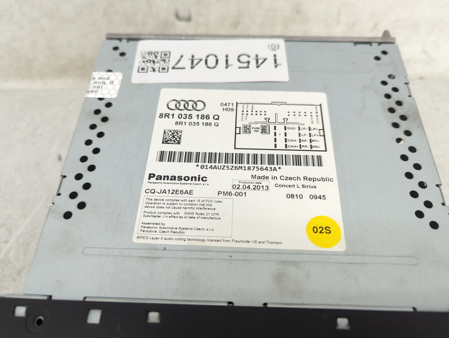 2013-2016 Audi A4 Radio AM FM Cd Player Receiver Replacement P/N:8R1035186Q CQ-JA12E6AE Fits Fits 2013 2014 2015 2016 OEM Us