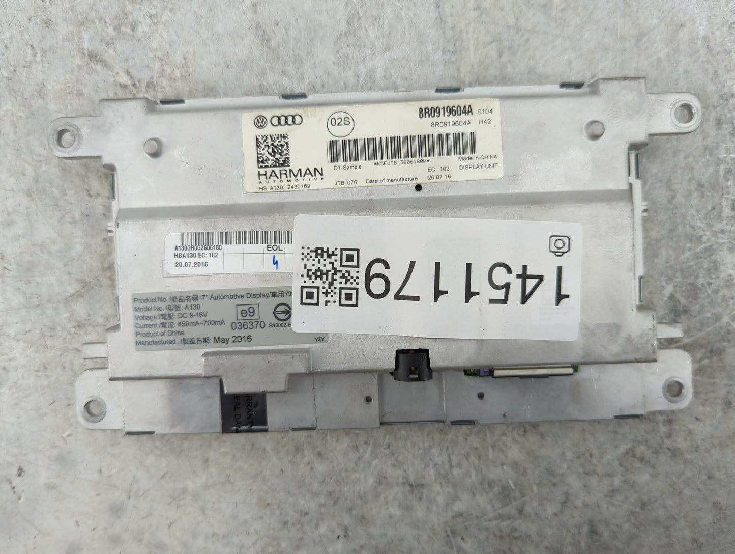 2013-2016 Audi A4 Information Display Screen - Oemusedautoparts1.com