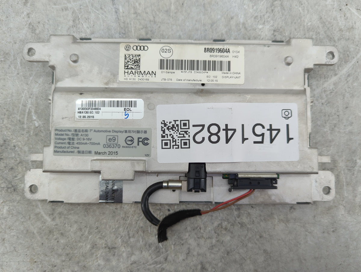 2013-2016 Audi A4 Information Radio Display Screen 1451482 - Oemusedautoparts1.com