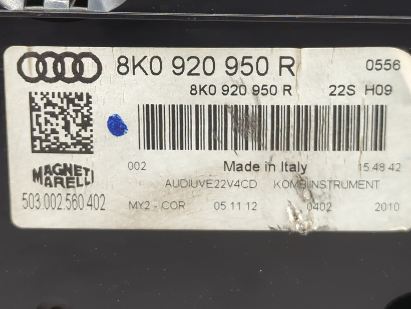 2013-2016 Audi A4 Instrument Cluster Speedometer Gauges P/N:8K0920950R 503002560402 Fits Fits 2013 2014 2015 2016 OEM Used A