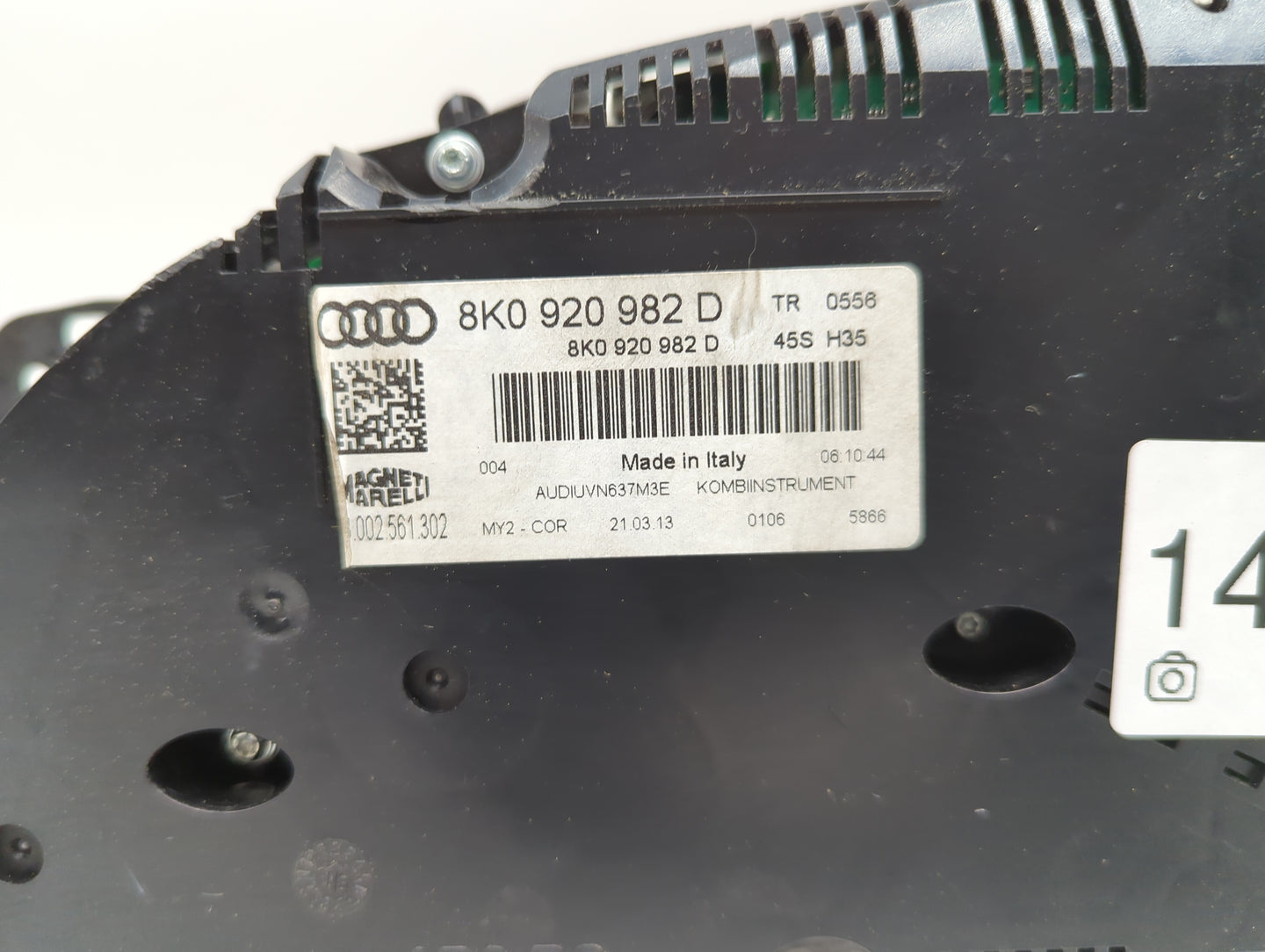 2013 Audi A4 Instrument Cluster Speedometer Gauges P/N:8K0920982D Fits OEM Used Auto Parts - Oemusedautoparts1.com