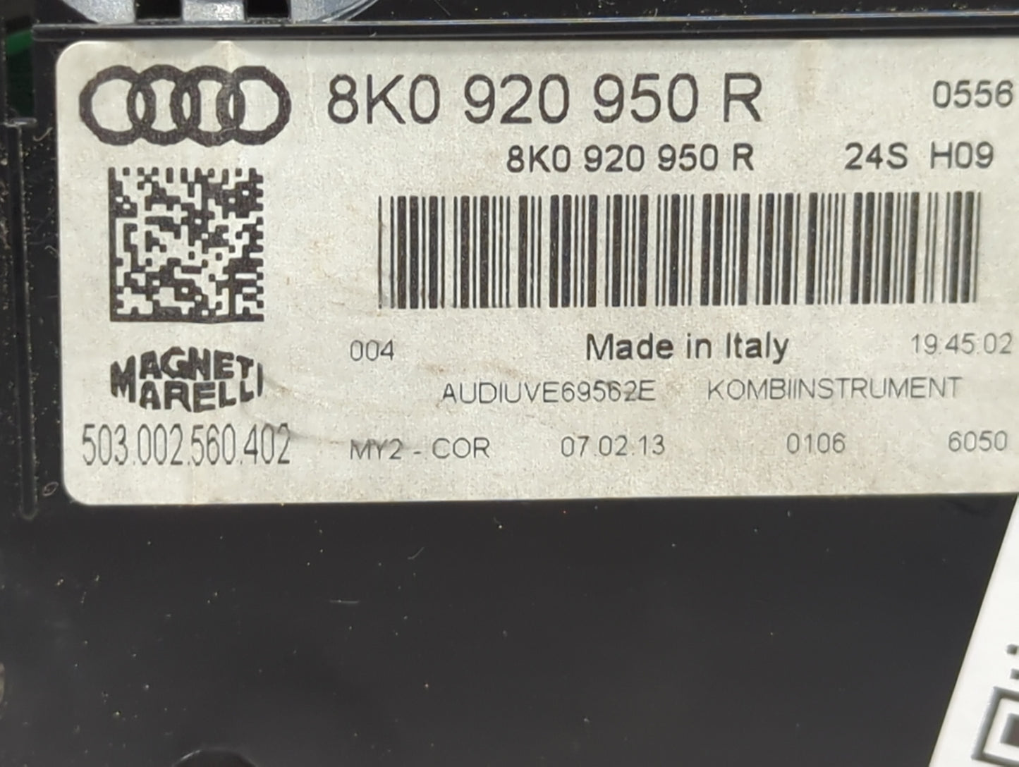 2013 Audi A4 Instrument Cluster Speedometer Gauges P/N:8K0920950R 503002560402 Miles:79K Fits OEM Used Auto Parts - Oemuseda